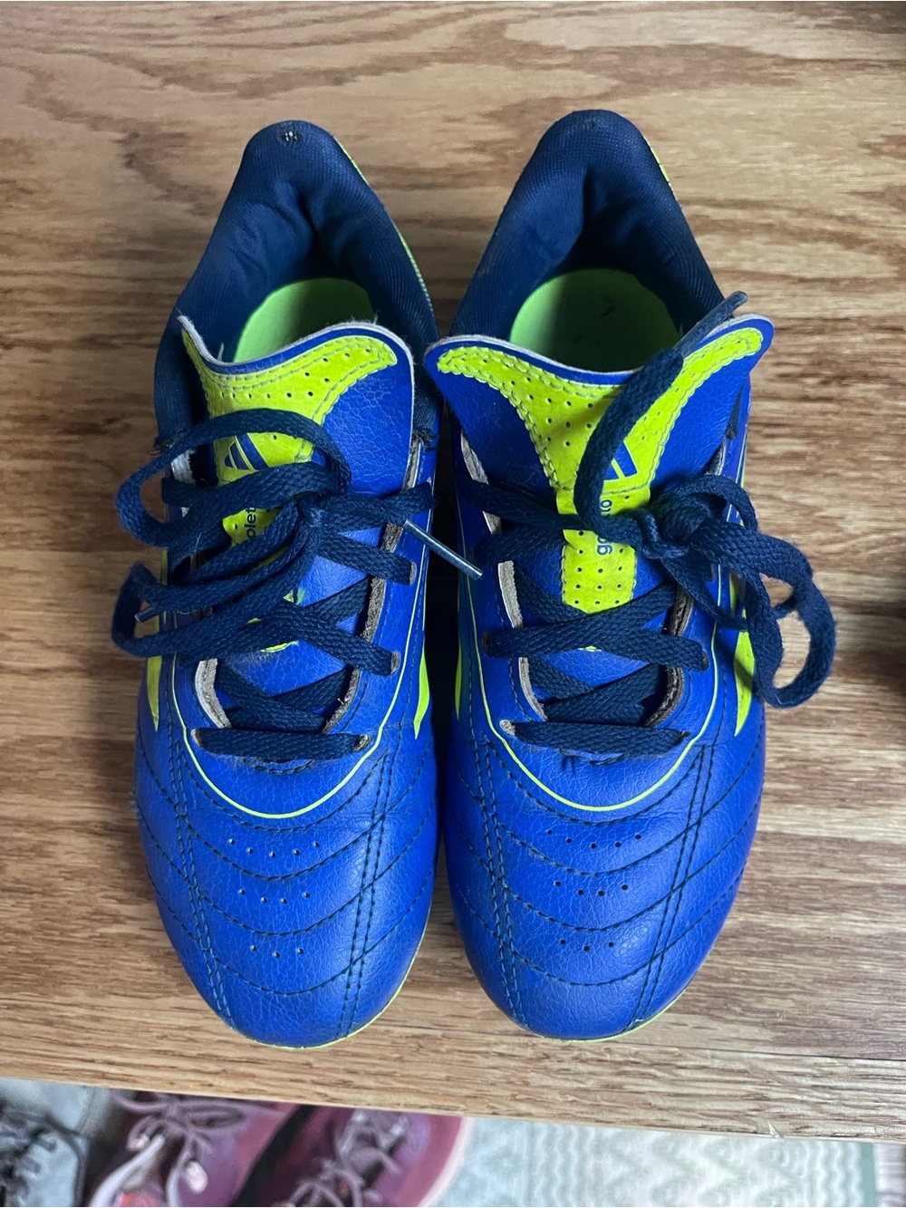 adidas Kids Blue and Neon Yellow Athletic Sneaker Kids Football boots